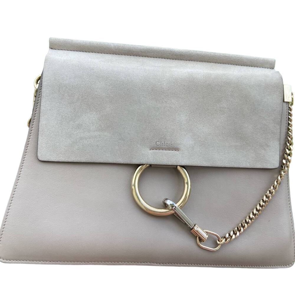 MSRP$1950 Chloe Faye Medium  Shoulder  Bag  Grey Leather/ Suede  Handbag